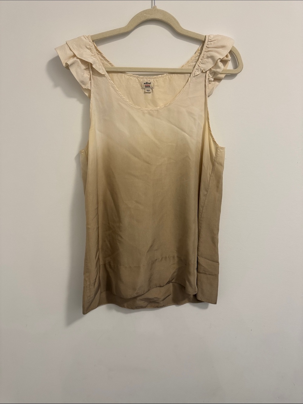 Lightweight Beige Ruffled Shoulder Tank Top